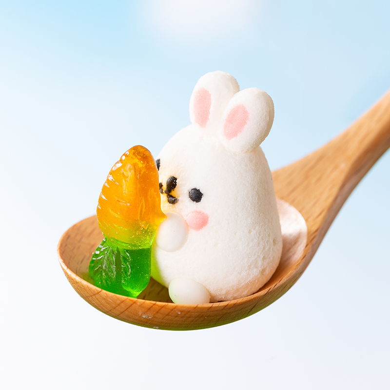 卡通立体小白兔胡萝卜棉花糖网红创意零食生日蛋糕摆件儿童送礼软糖