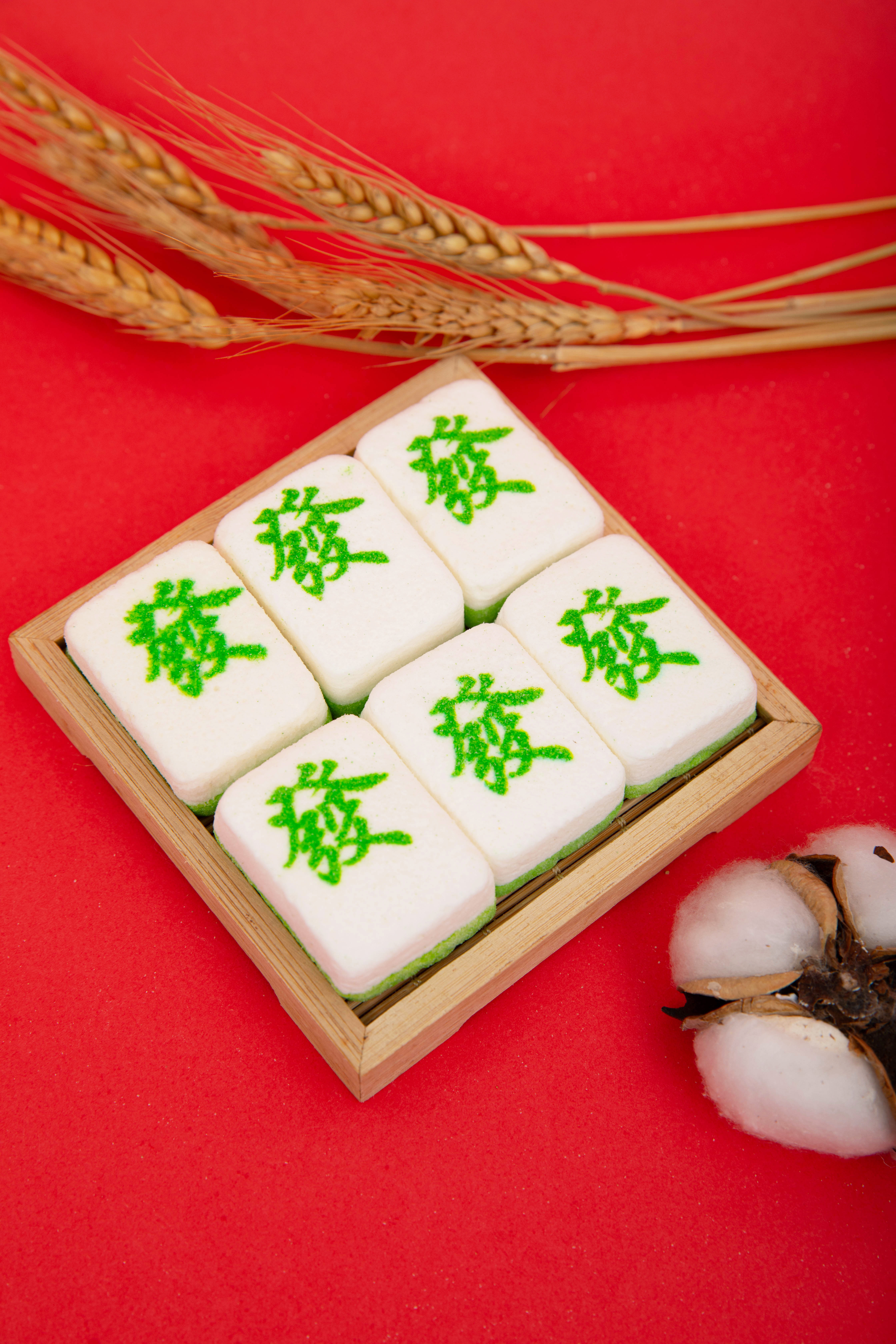 网红发财麻将造型棉花糖绿白分层發字软糖开业祝寿蛋糕装饰节日喜糖 4